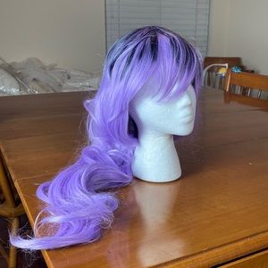 New wig black purple lavender Cosplay pole dancer anime
